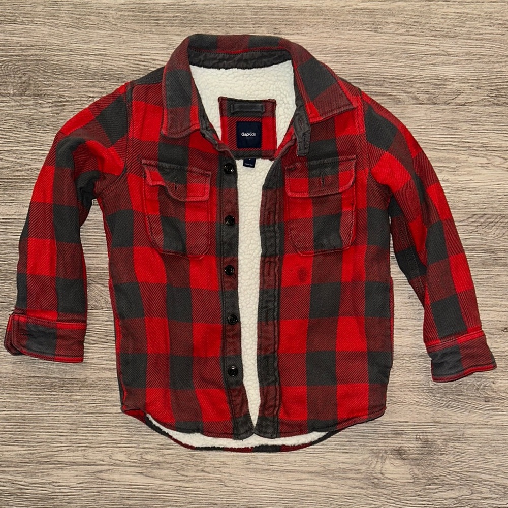 GAP Red and Black Plaid Kids Jacket